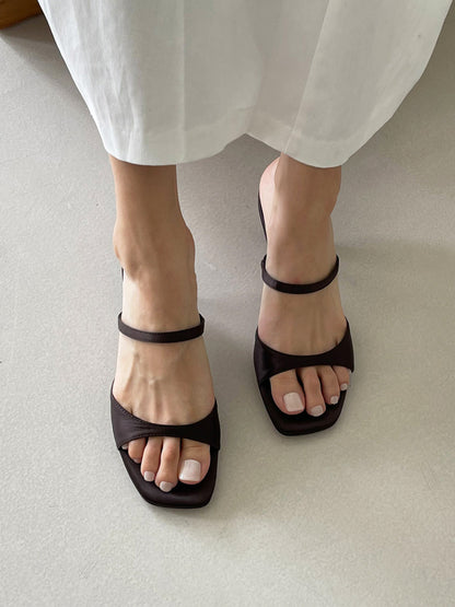 Square Toe Strap Mule Sandals