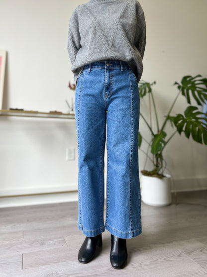 Two Line Semi Wide Banding Denim - AdoreMeU