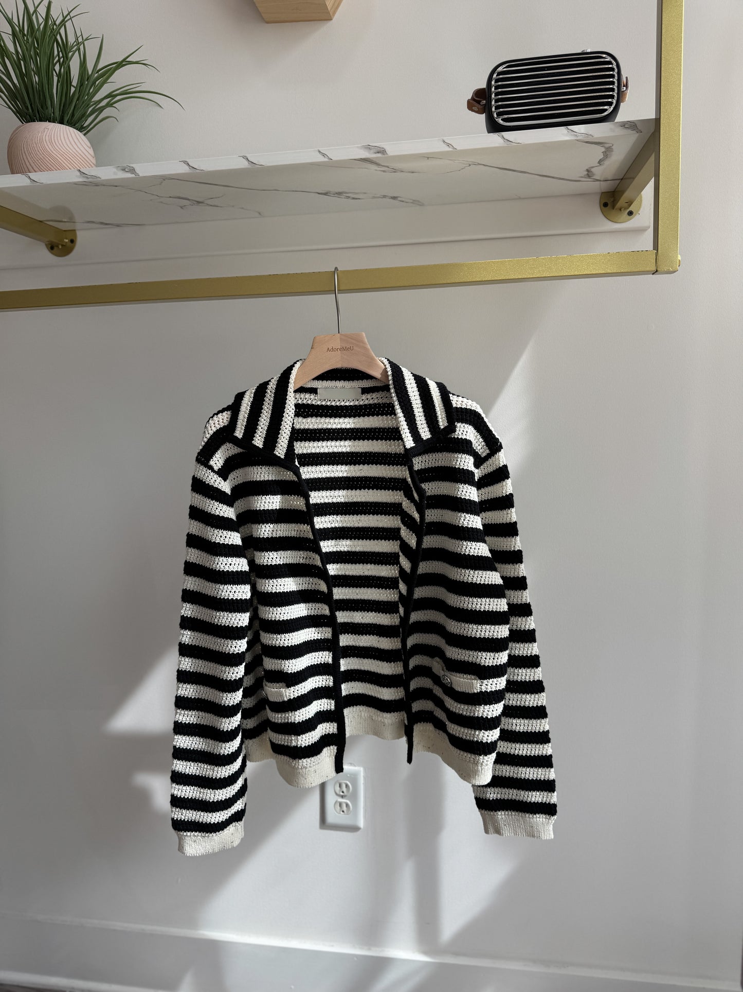 Stripe Spangle Knit Cardigan - AdoreMeU