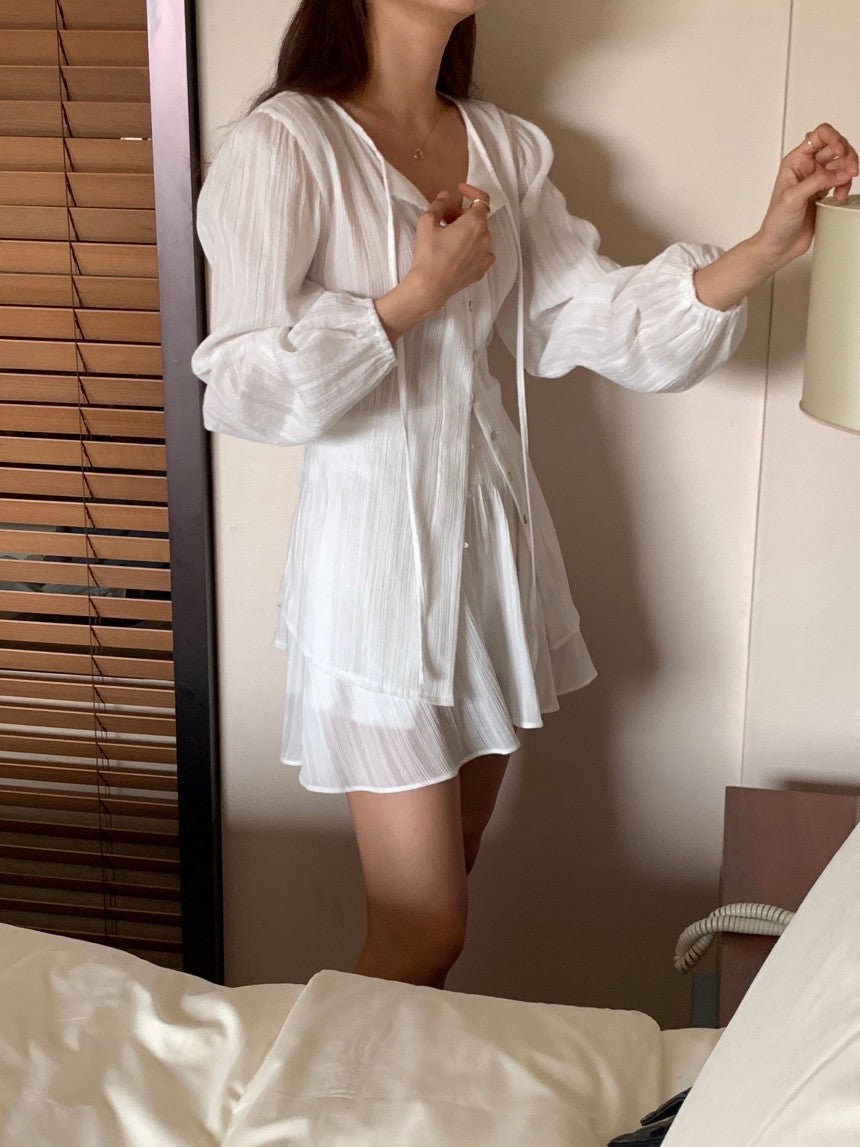 *Feminine Frill Blouse & Skirt Set