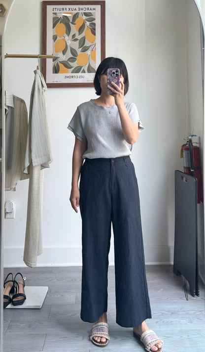 8/10 Linen Back-Band Pants - AdoreMeU