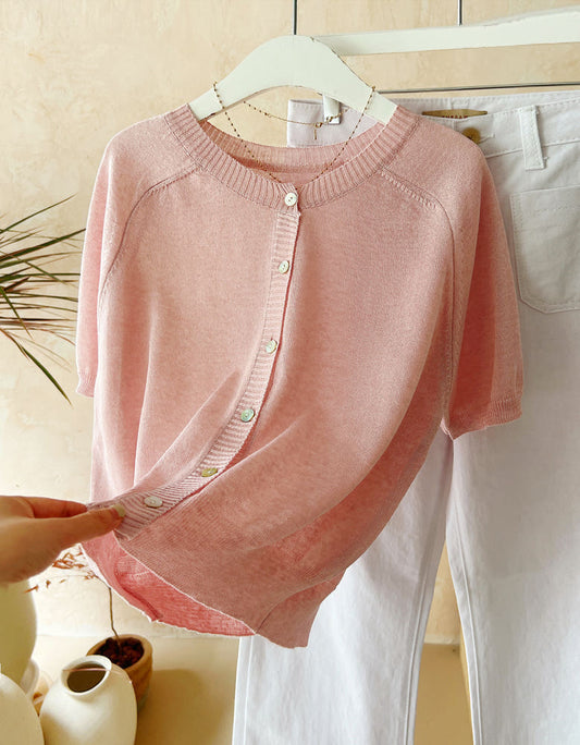* Linen Raglan Knit Cardigan