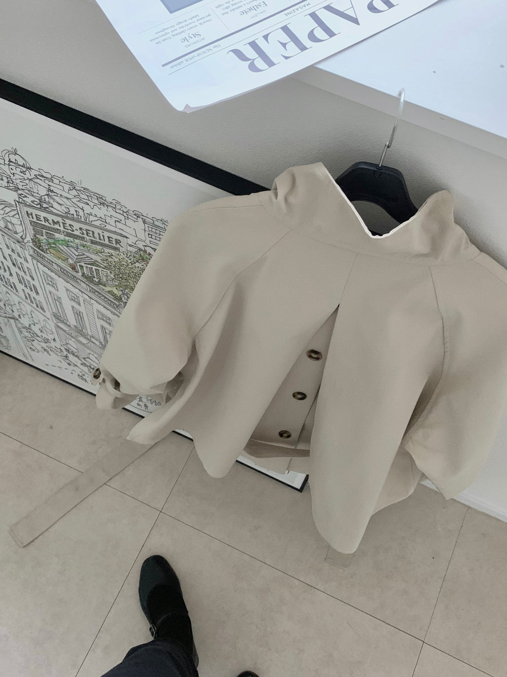 High-Neck Short Trench Jacket