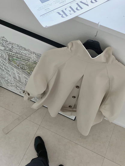 High-Neck Short Trench Jacket