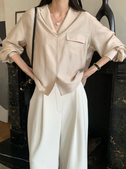 *실키 포켓 블라우스