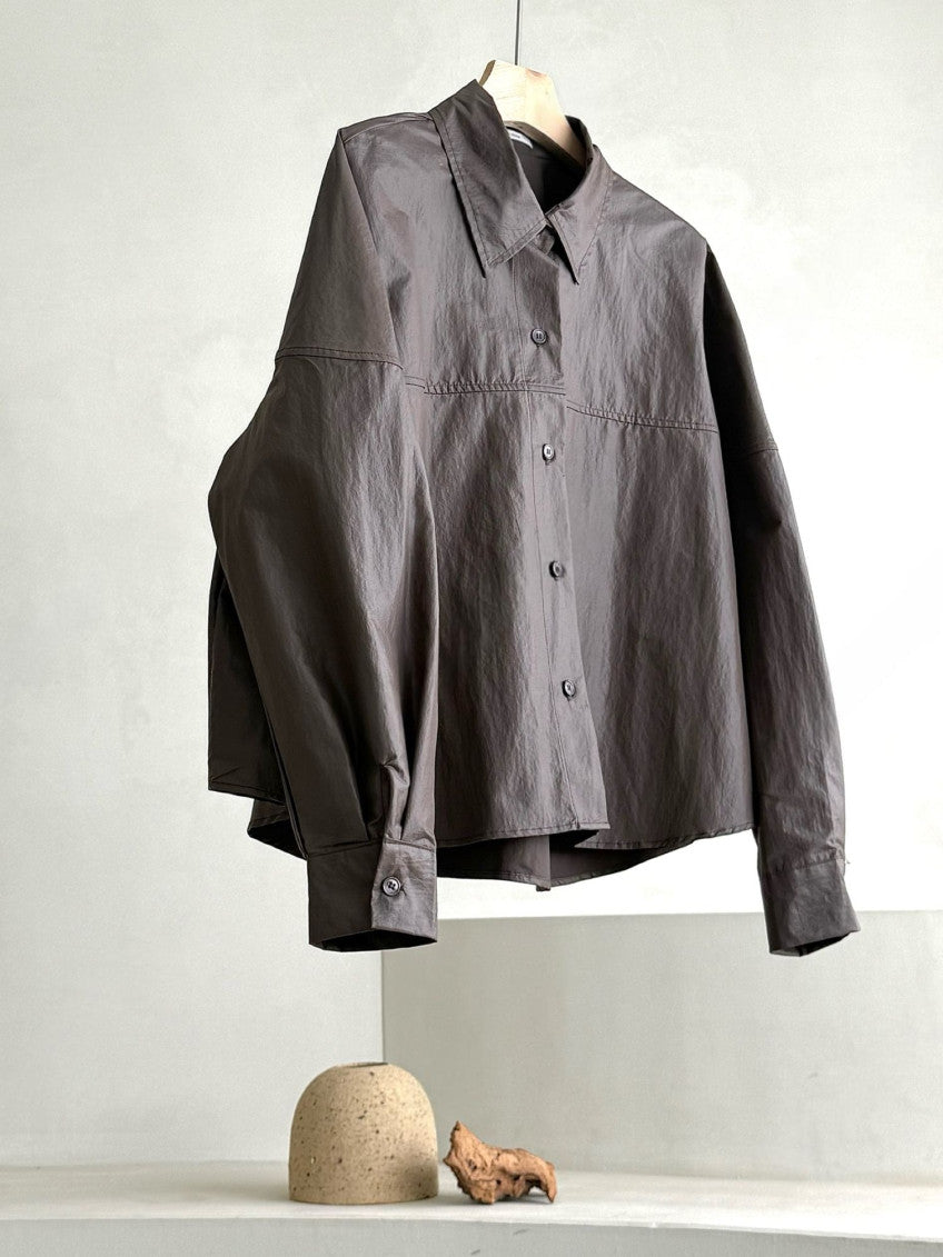 Matte Leather-Look Shirt Jacket