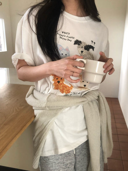* Dog Graphic Oversized T-Shirt