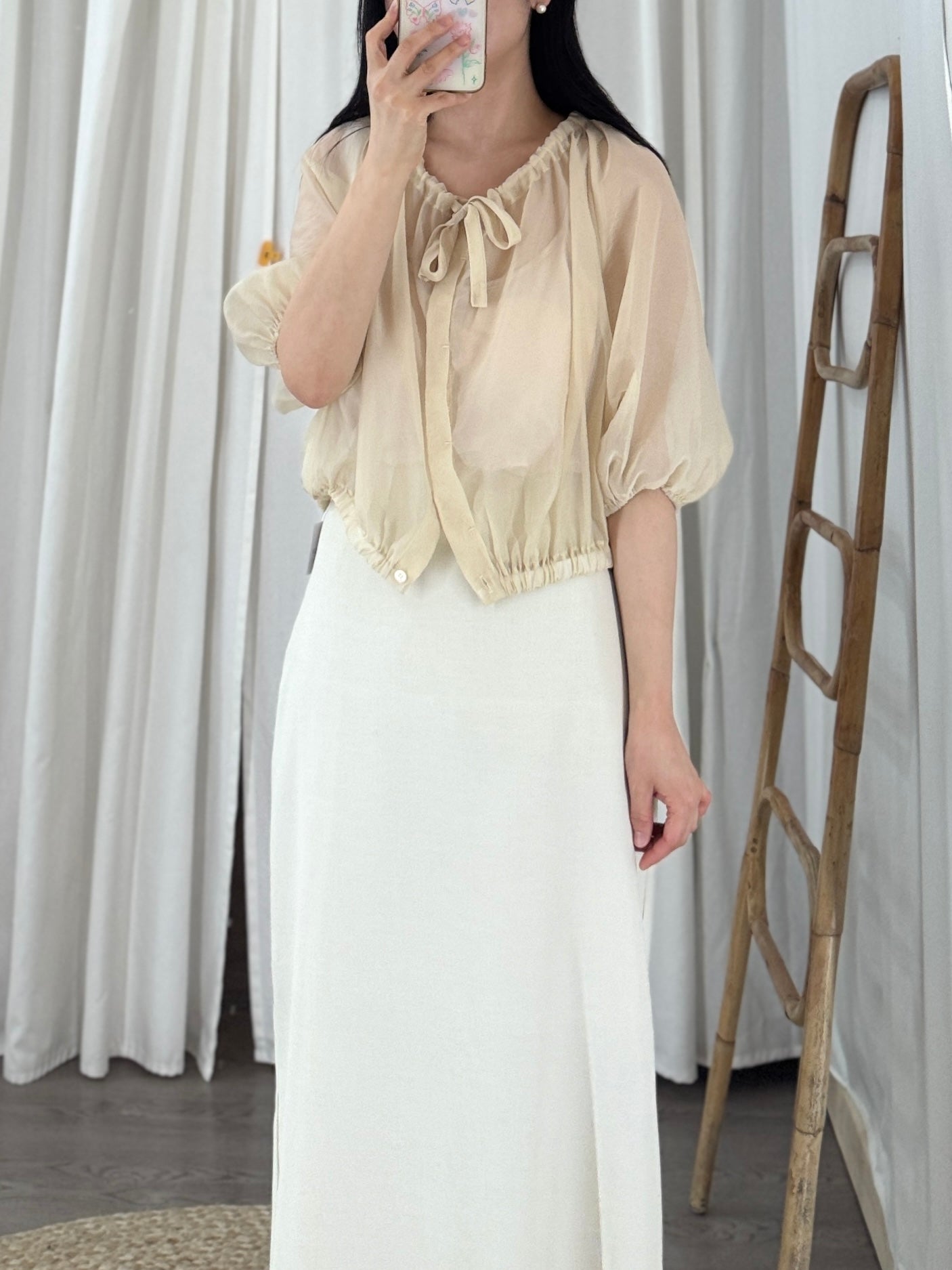 Organza Shirring Blouse