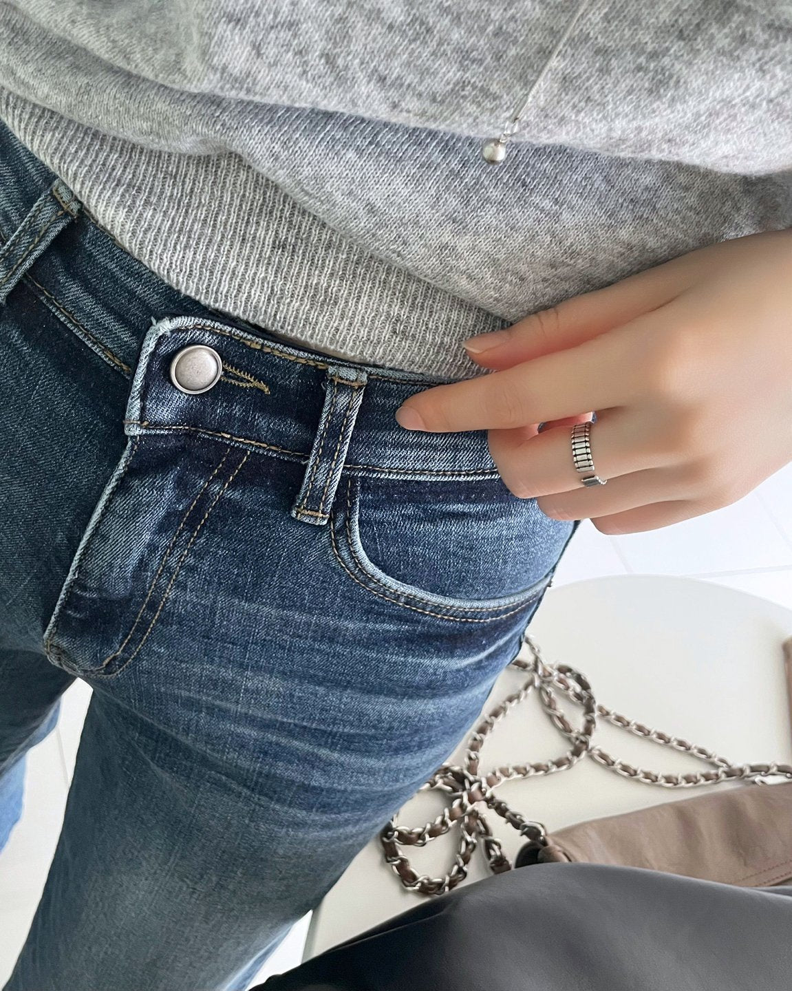 Banding Wide Flare Jeans (~9/5)
