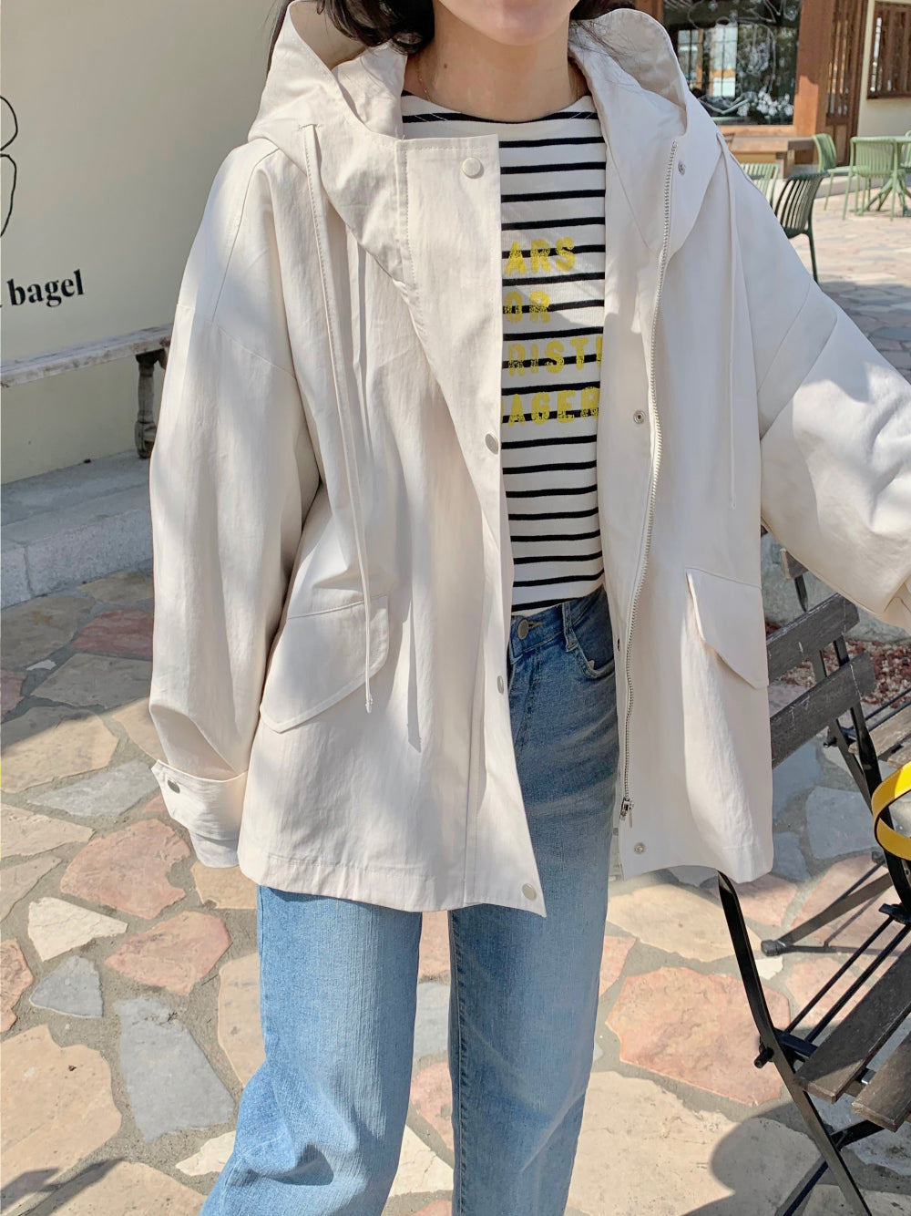 *Stripe Lettering T-Shirt