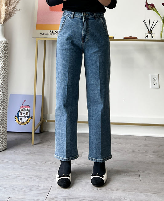 Relaxed Straight Crop Jeans (Banding)