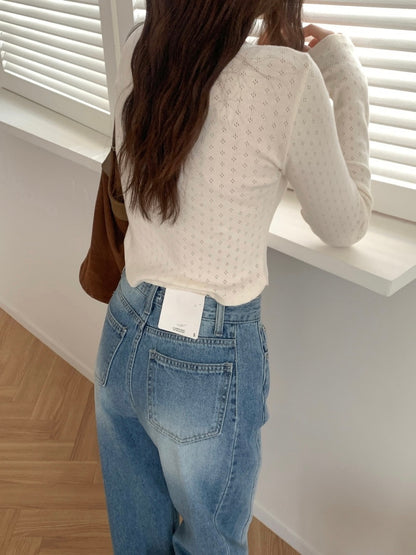 * light blue semi-wide denim