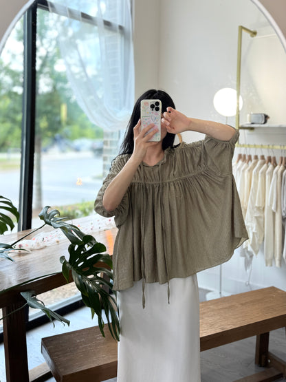 Soft Tie Blouse with Pleats - AdoreMeU