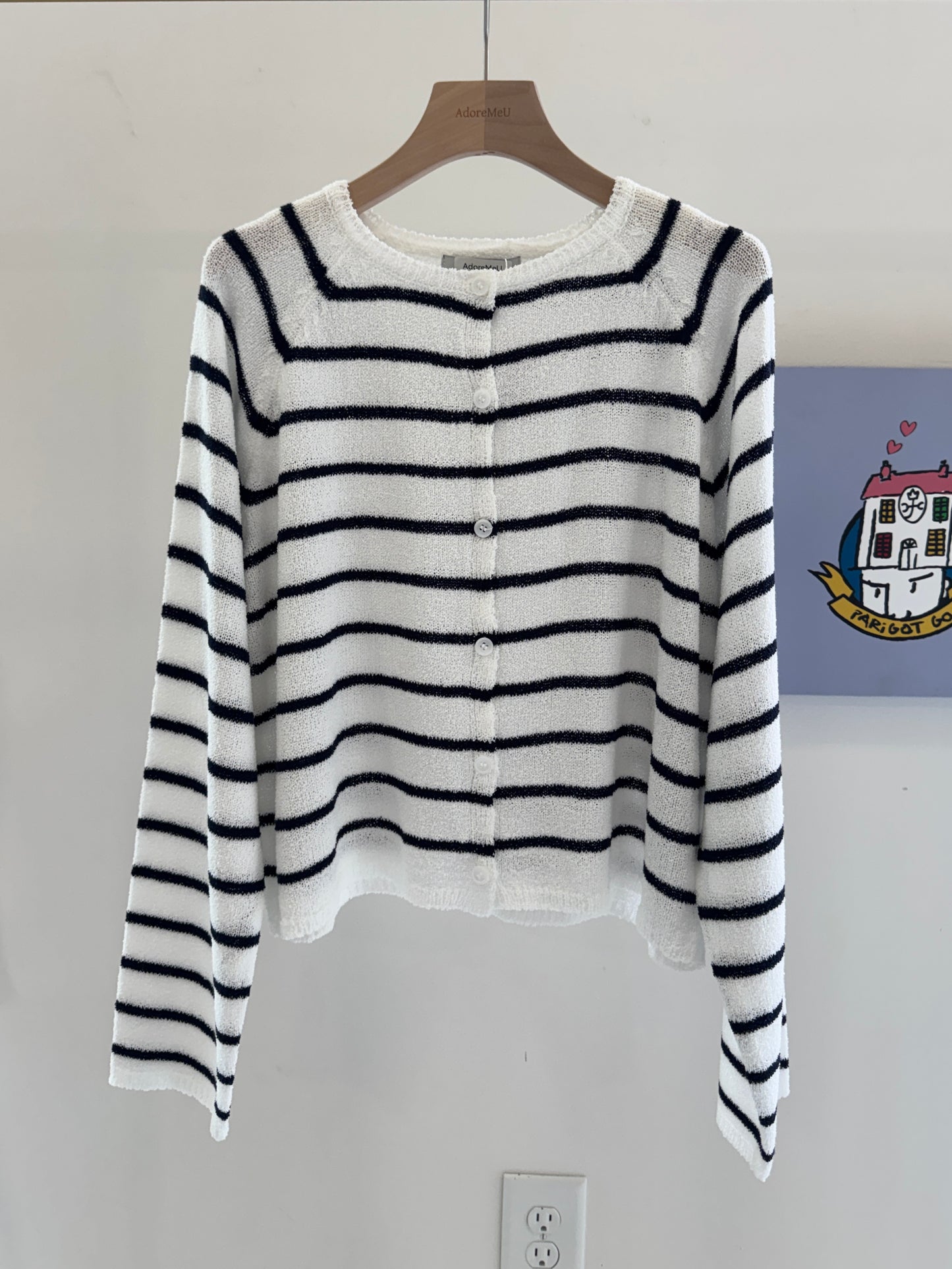 Saddle Boucle Stripe Cardigan