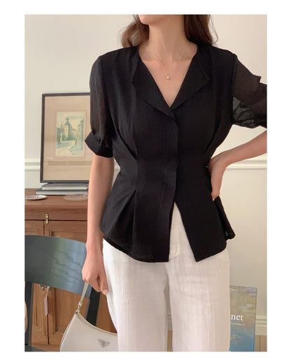 *Slim Pintuck Summer Blouse