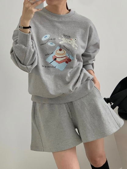 *Picnic Print Sweatshirt