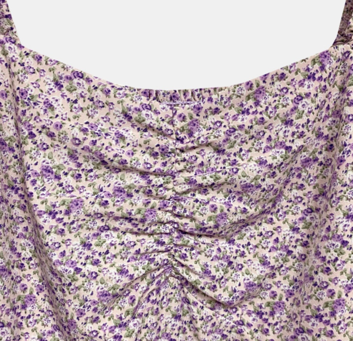 * Lavender Floral Puff Dress