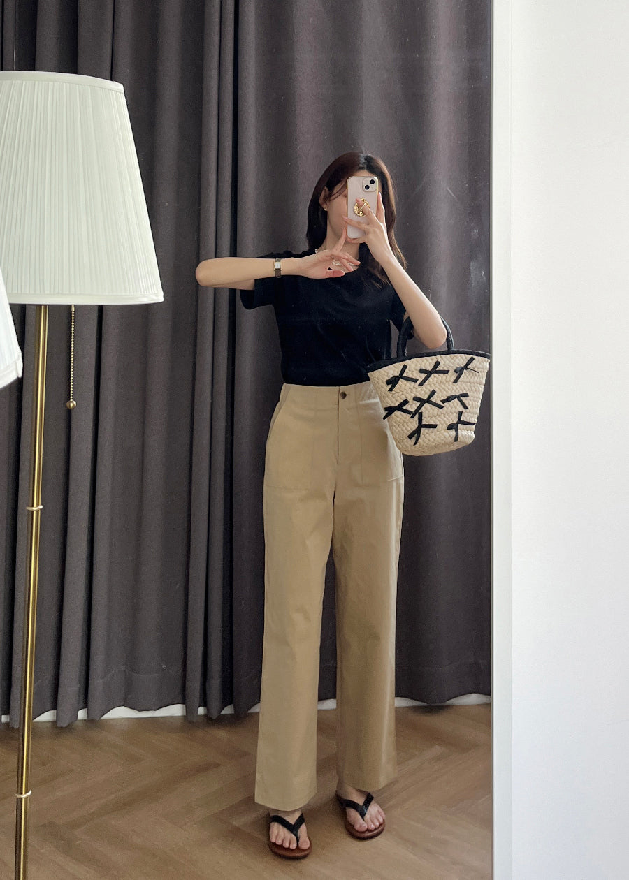 * Cotton Straight Fit Pants