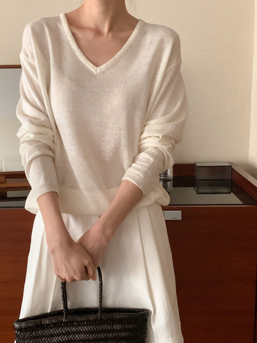* Summer Linen V-neck Knit