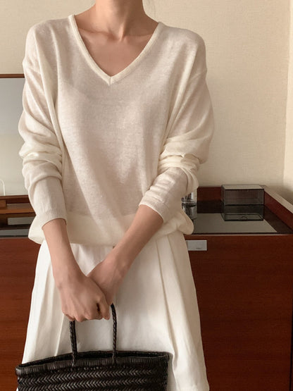 * Summer Linen V-neck Knit