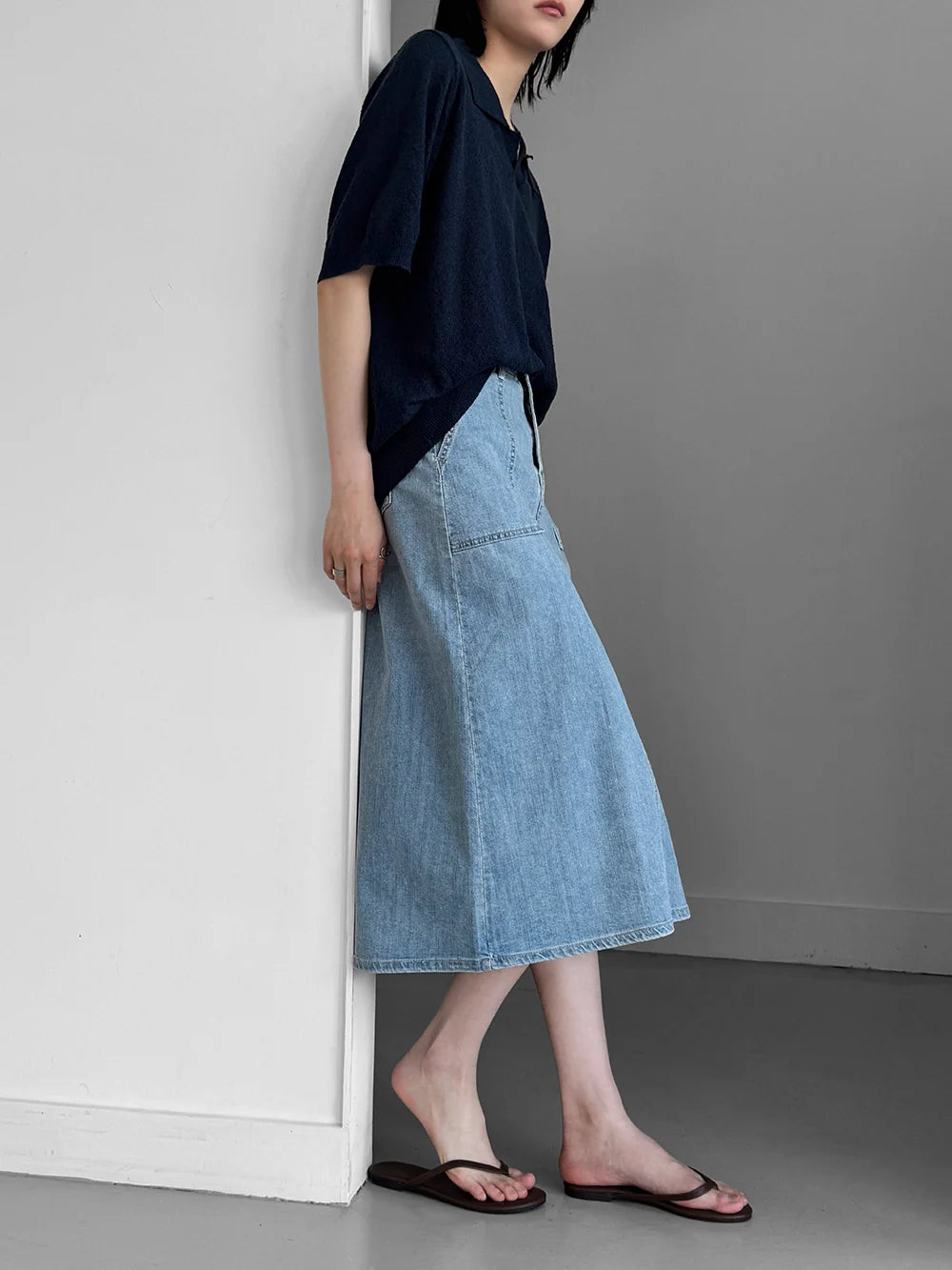 Front Pocket Denim Skirt(~7/6)