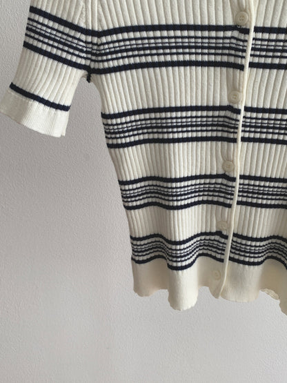 * Stripe Collar Cardigan