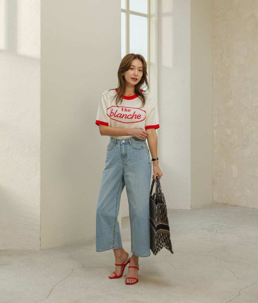 * Wide-Leg Cropped Jeans