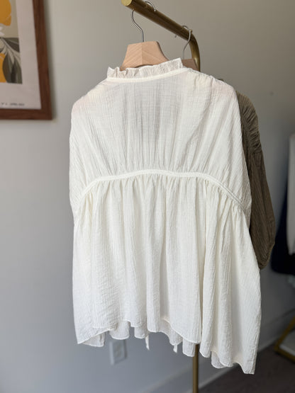 Soft Tie Blouse with Pleats - AdoreMeU