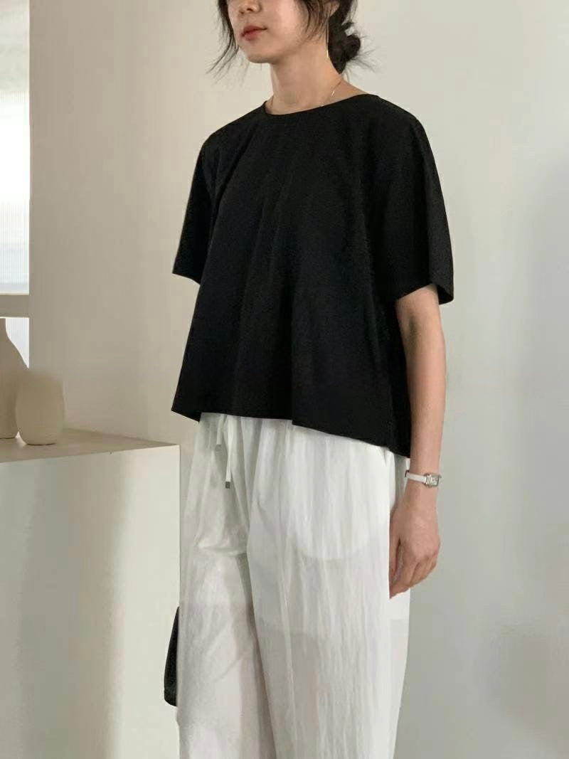*    Back Ribbon Soft Blouse
