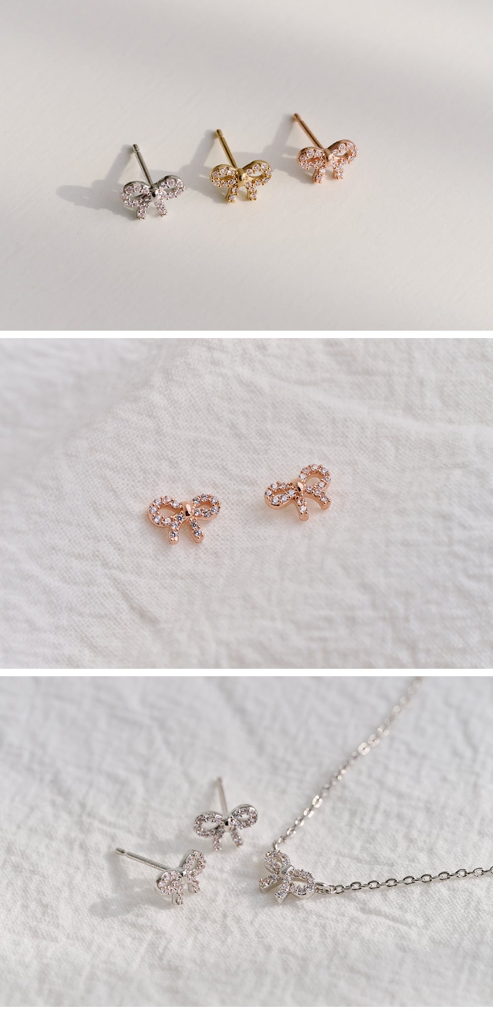 14K Mini Ribbon Cubic Earrings