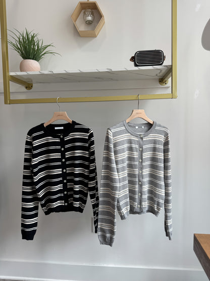 Regular Stripe Cardigan - AdoreMeU