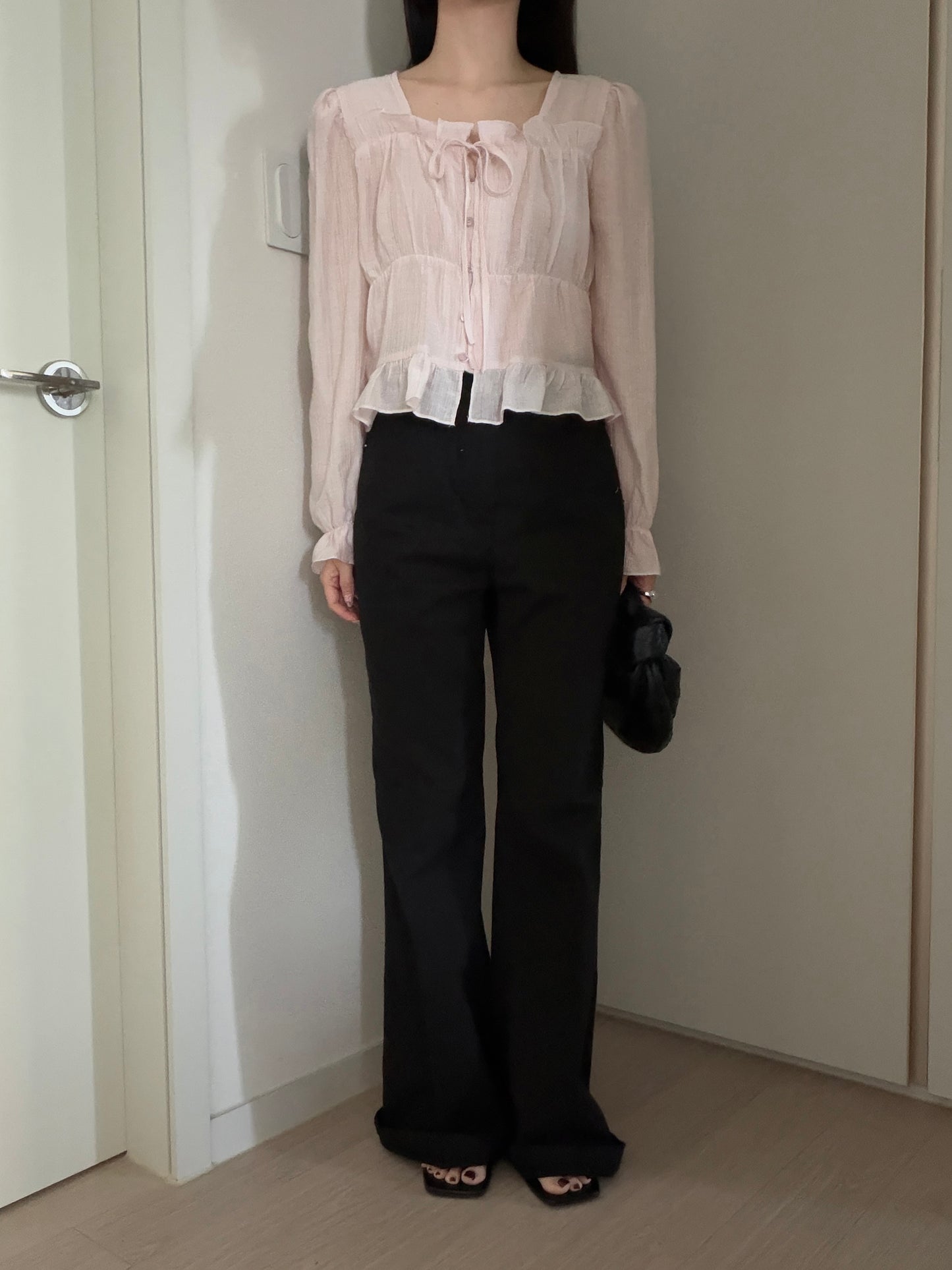 * Frill Cardigan Blouse