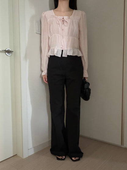 * Frill Cardigan Blouse
