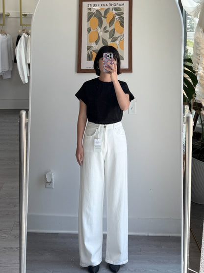 Linen Wide White Pants - AdoreMeU