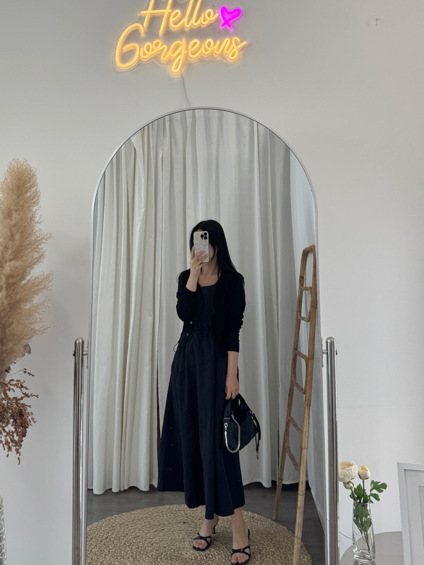 Dress and V neck Cardigan Set