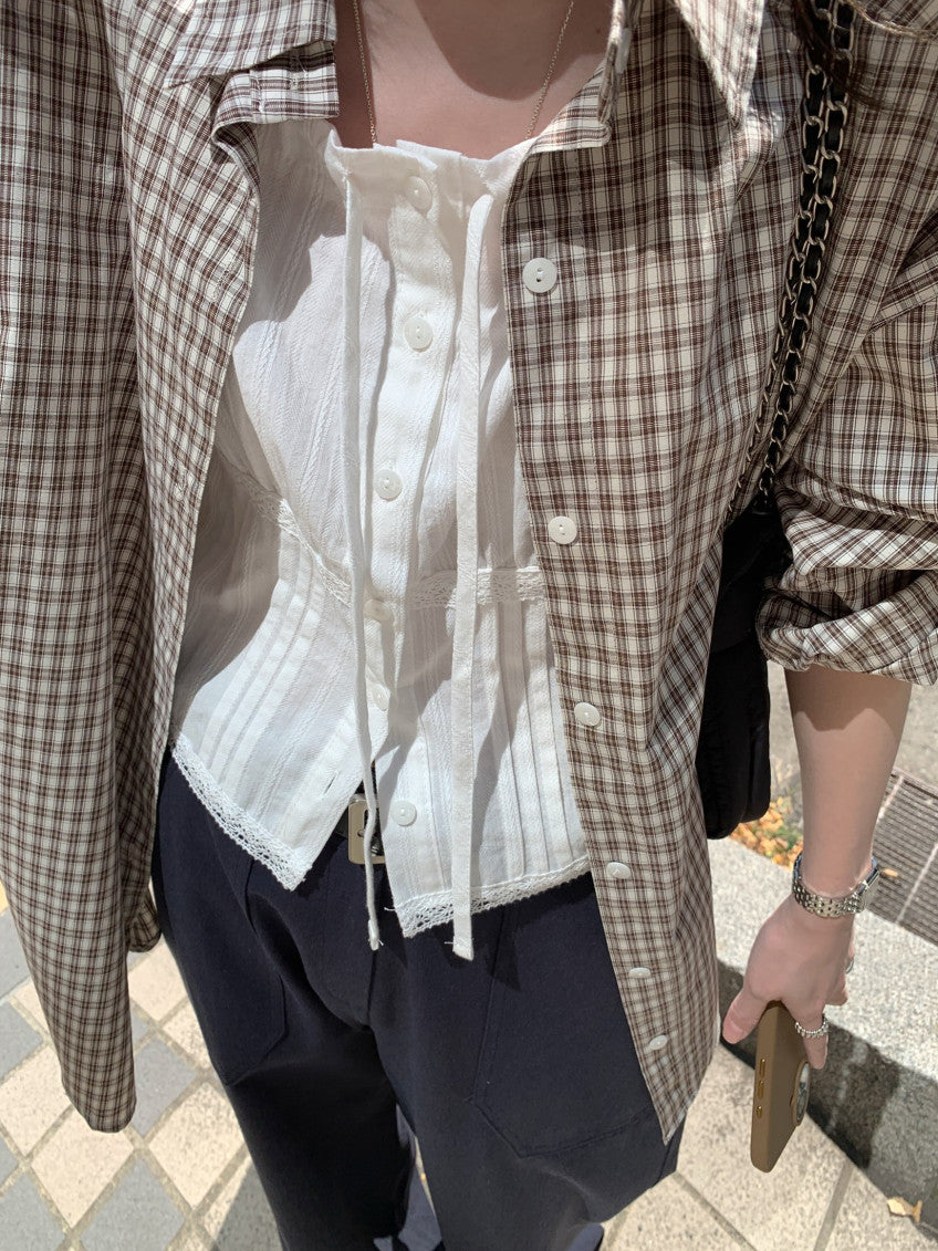 * Autumn Check Oversized Shirt