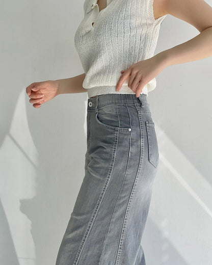 Banding Wide Denim (Gray)