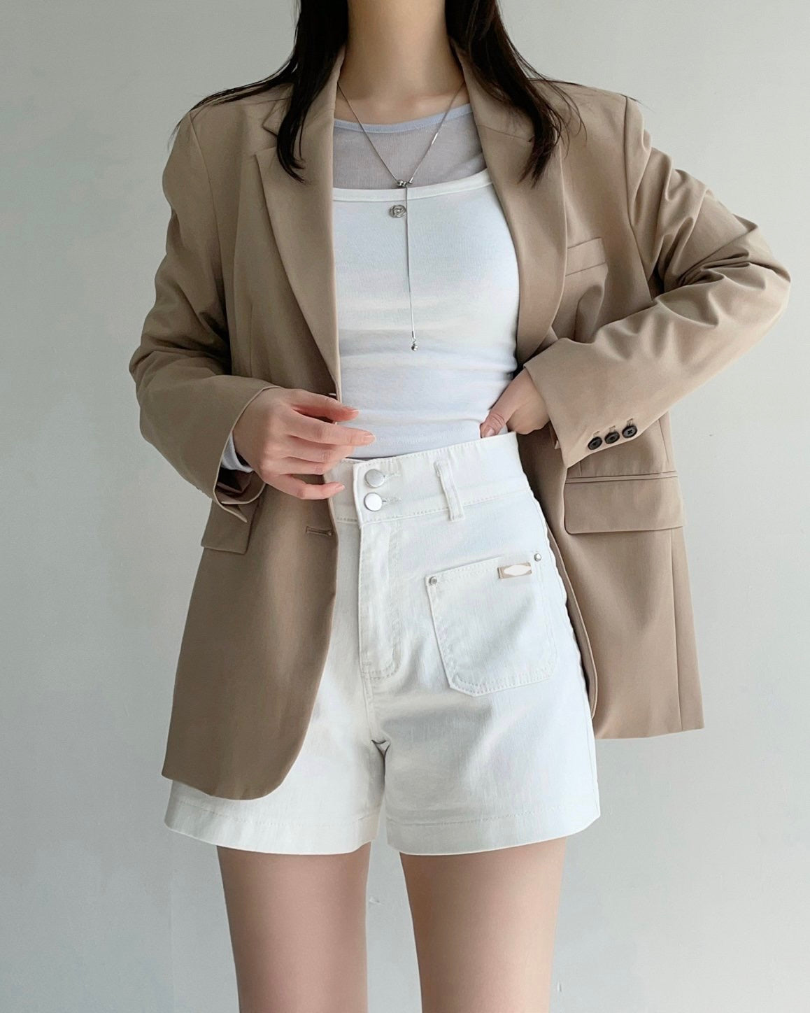* High Band Front Pocket Shorts