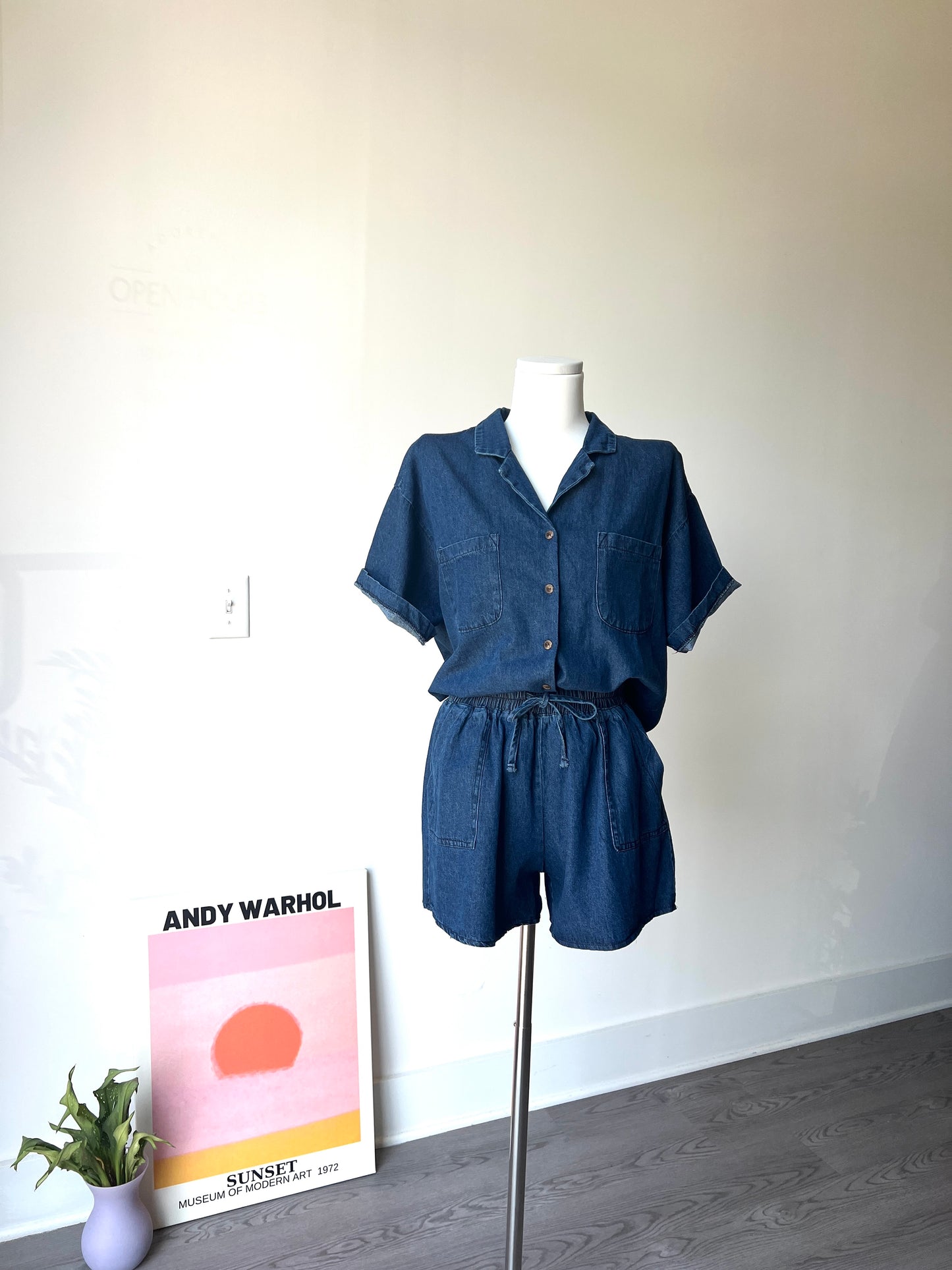 Denim Shirts and shorts Set