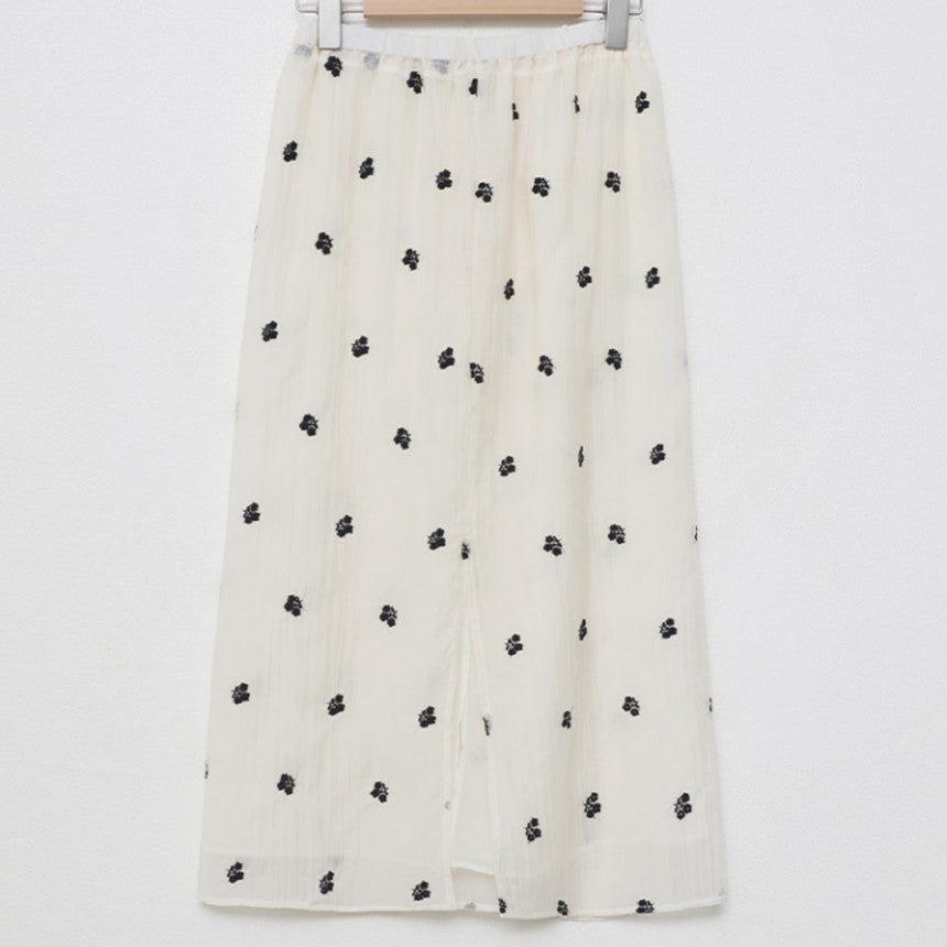 *Floral Embroidered Chiffon Skirt