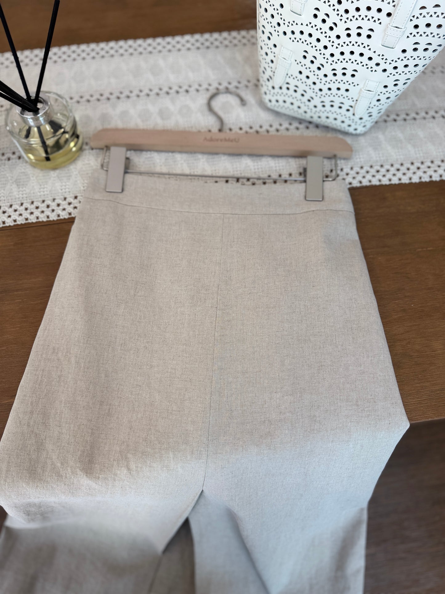 Front Slit Linen Skirt