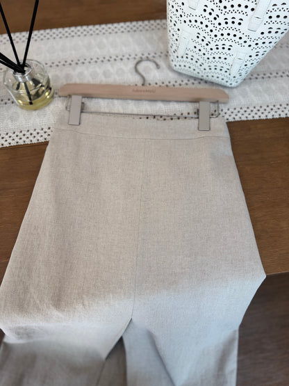 Front Slit Linen Skirt
