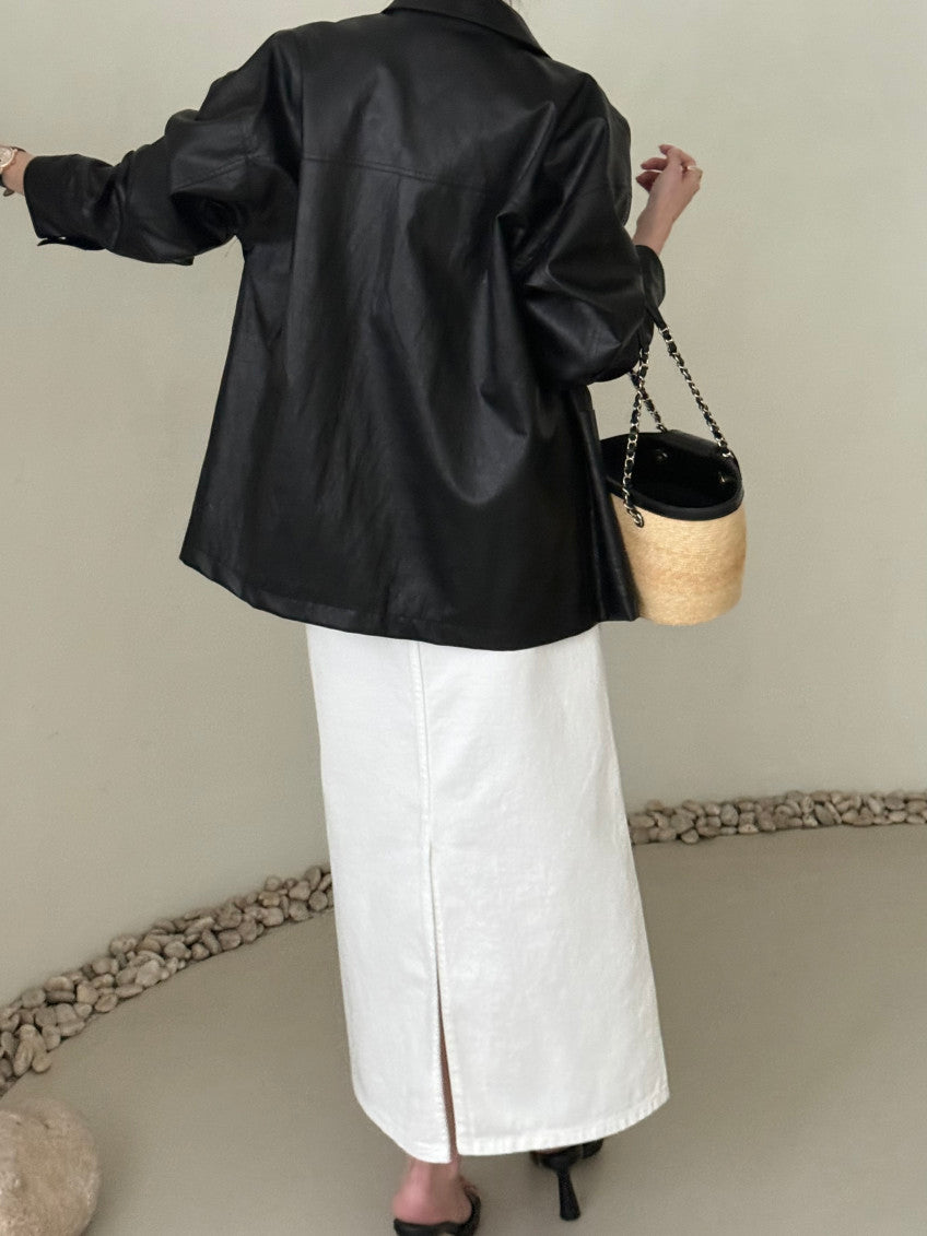 Faux Leather Half Jacket