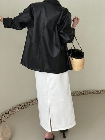 Faux Leather Half Jacket
