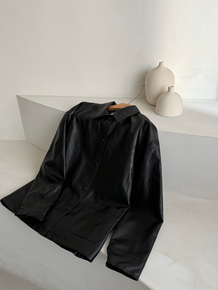 Faux Leather Half Jacket