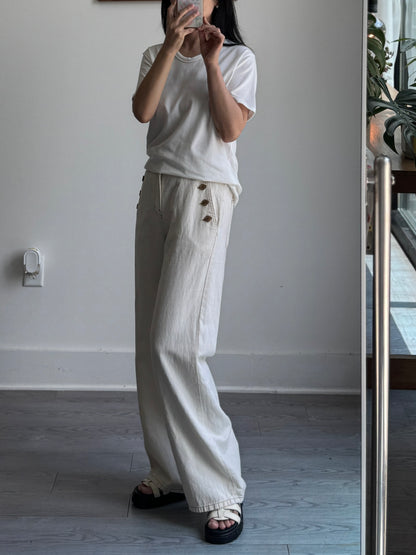 Three Button Ivory Pants - AdoreMeU