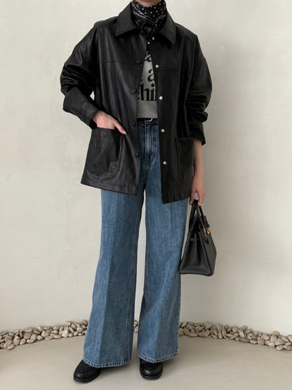 Faux Leather Half Jacket