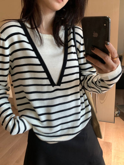 *   Layered V-Neck Knit