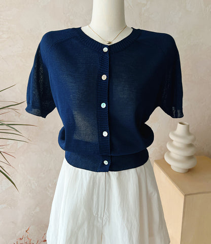 * Linen Raglan Knit Cardigan