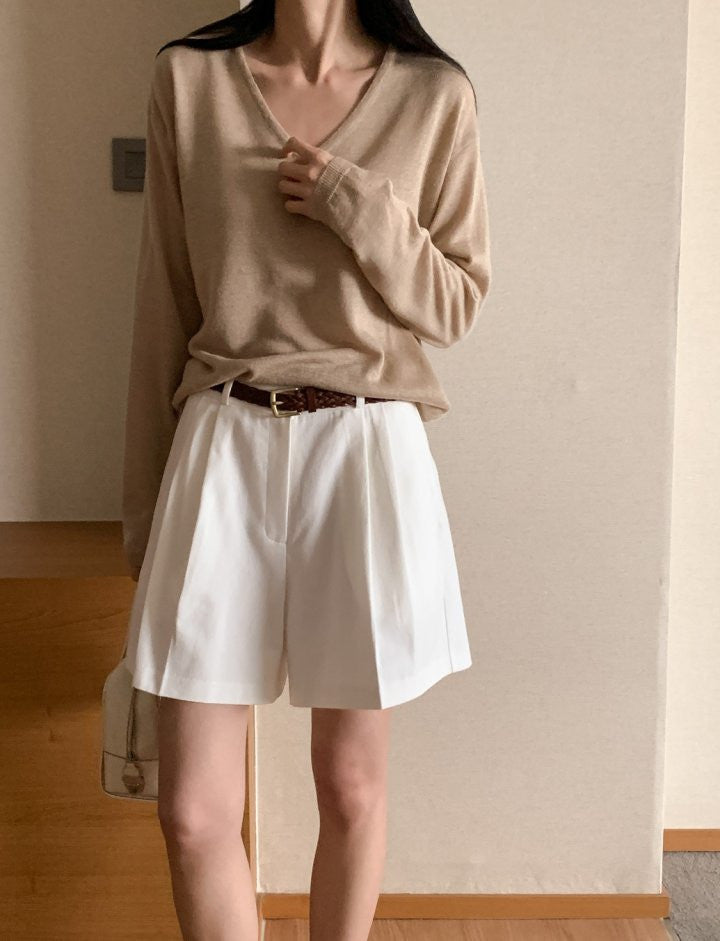 * Pintuck Cotton Shorts